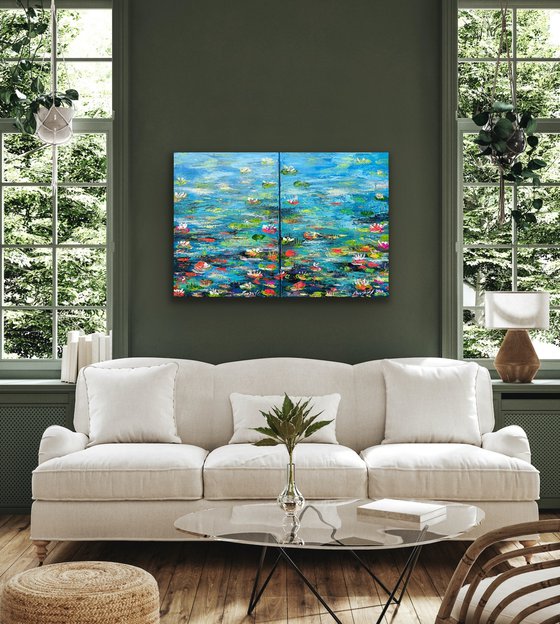 Waterlilies from the Monet Garden - Diptych