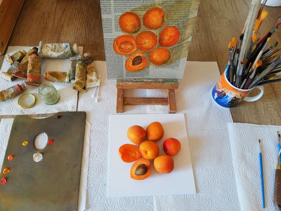 Apricots on Newspaper