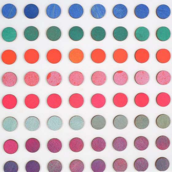 Grid Of Dots Orange and Blue
