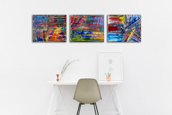 "You Know How We Do" - Save As A Series - Original PMS Oil Painting Triptych on Canvas- 60 x 16 inches