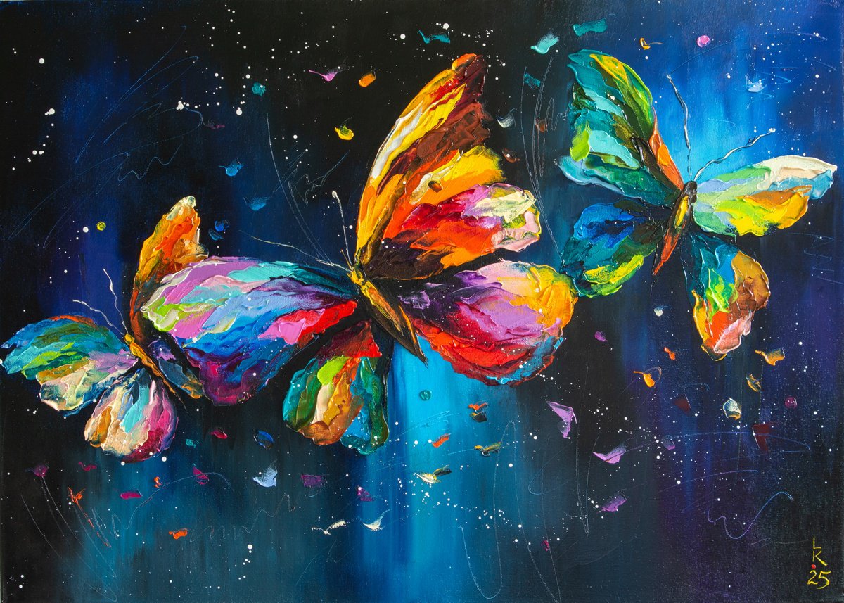 Impressionistic Botanical Oil Painting By Liubov Kuptsova, 28 X 20", Winged Dreams, Original Artwork