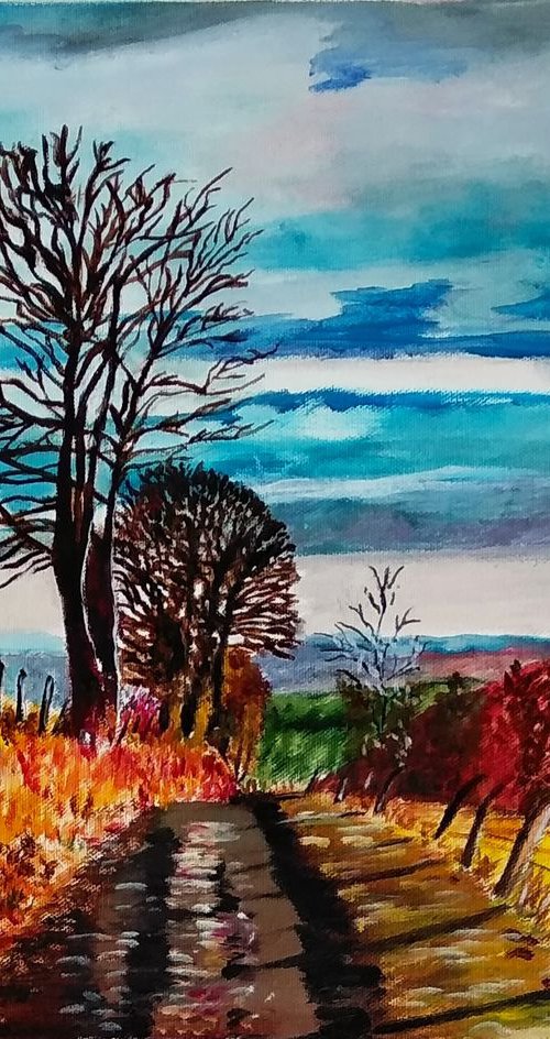 Winter in the countryside- field - forest - landscape by Isabelle Lucas