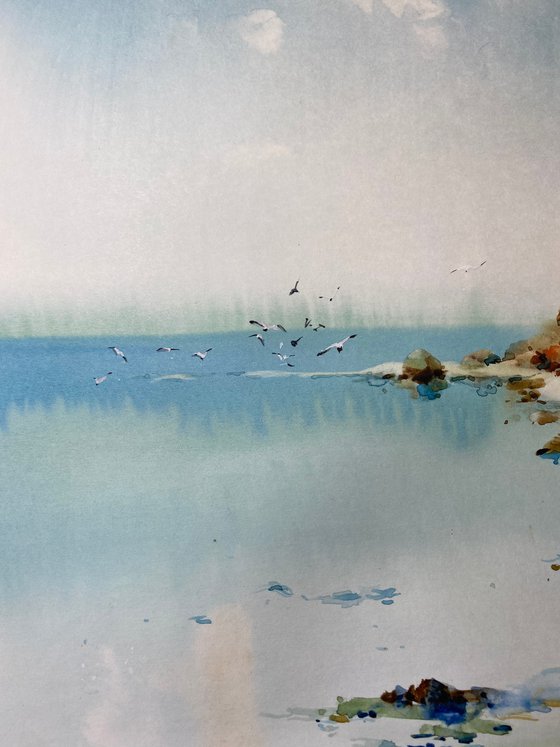 SOLD Watercolor "Quiet” perfect gift