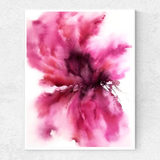 Bright purple flower painting Butterfly