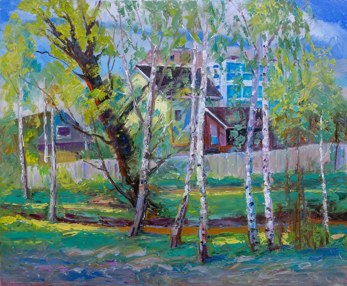 Impressionistic Landscape Oil Painting By Vyacheslav Onyshchenko, 35 X 30", In March, Original Artwork