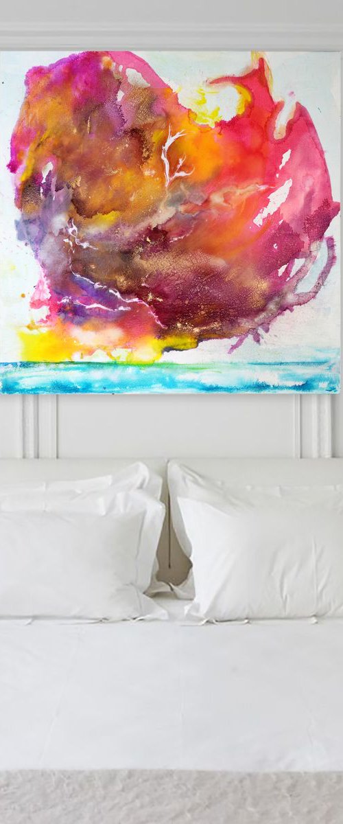 Aurora / 70 cm x 70 cm Abstract painting by Anna Sidi-Yacoub