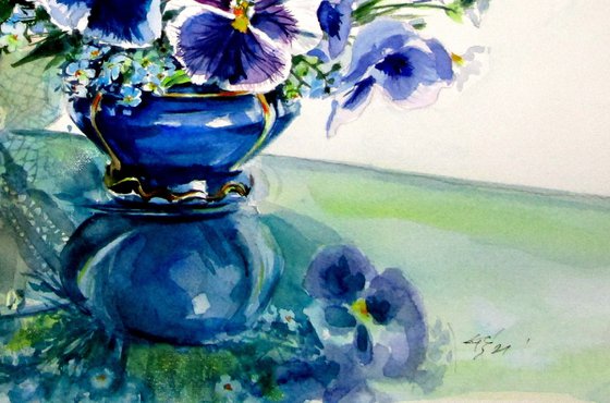 Still life with pansy flower
