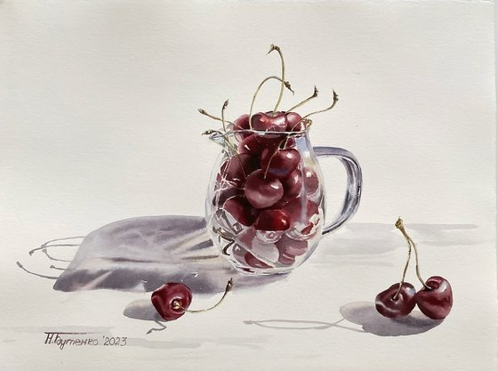 Still life with cherries