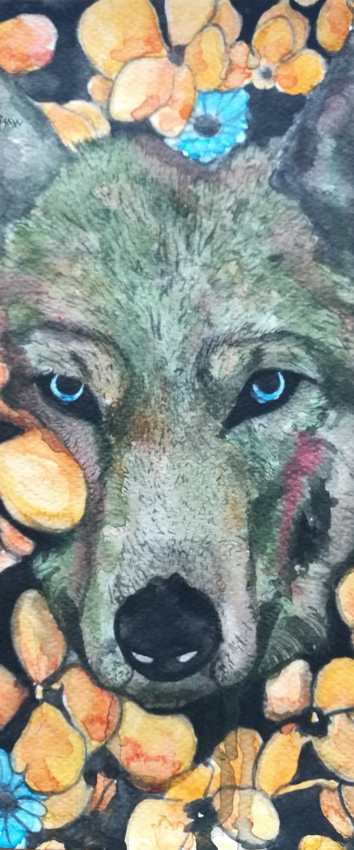 Gentle Beast. Watercolour Wolf. A4. by Steven Shaw
