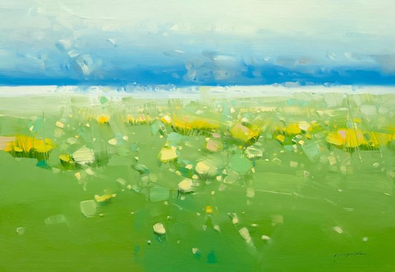 Summer Meadow, Original oil painting, Handmade artwork, One of a kind