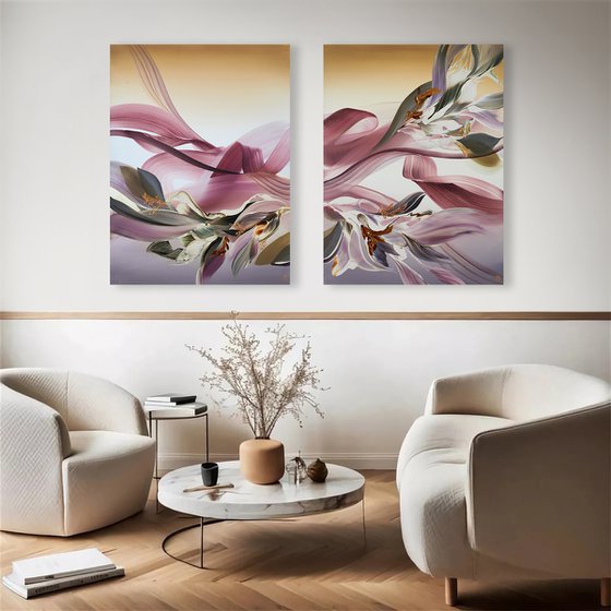 Blushing Canopy Diptych
