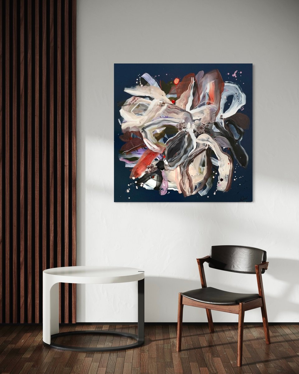 Abstract Painting By Maria Esmar, 39 X 39", In A Time Lapse, Original Artwork