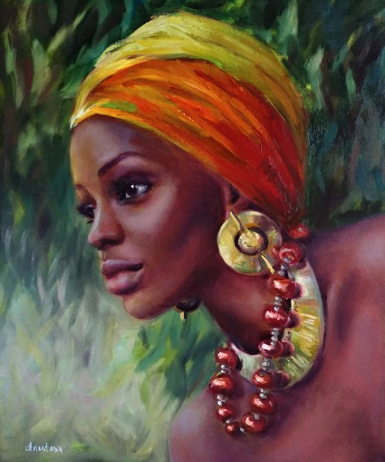 Black Art African Queen Black Panther Beautiful Woman Portrait