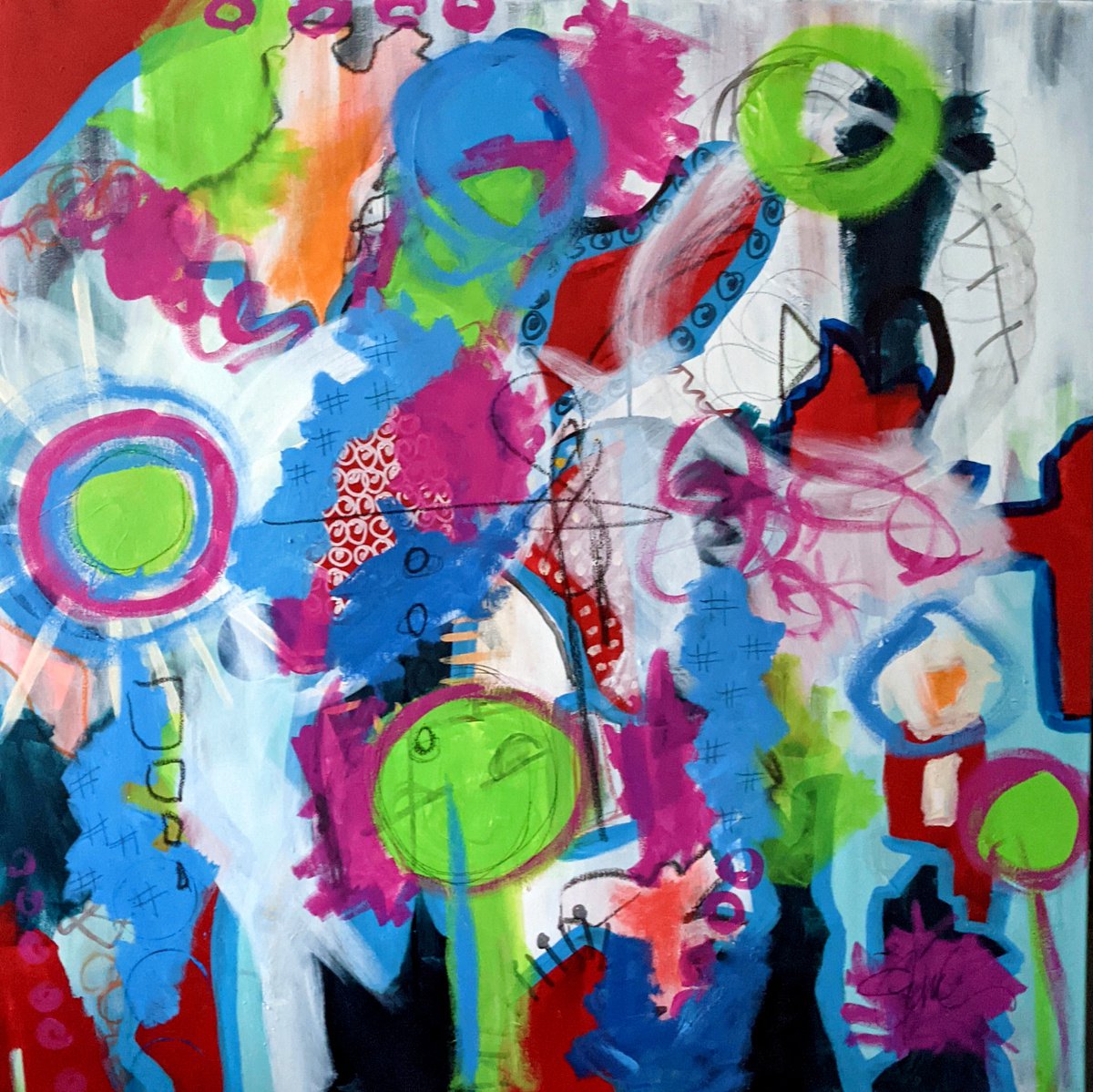 Abstract Painting By Shelli Finch, 36 X 36", Untitled 18 - I