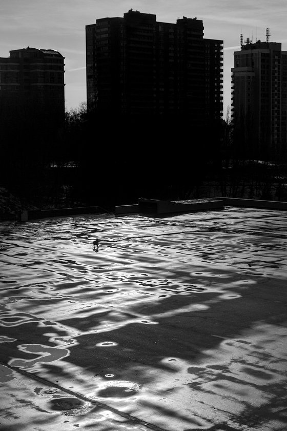 Puddle season in the city.