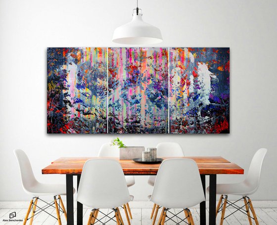 180x90cm. / Abstract triptych / Abstract 124