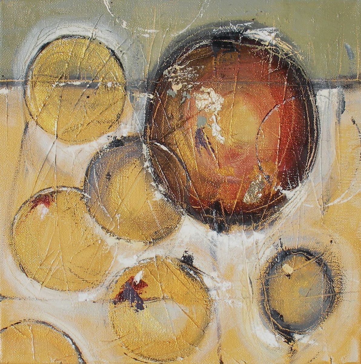 Abstract Oil Painting By Cynthia Ligeros, 12 X 12, Verge Of Silence, Original Artwork