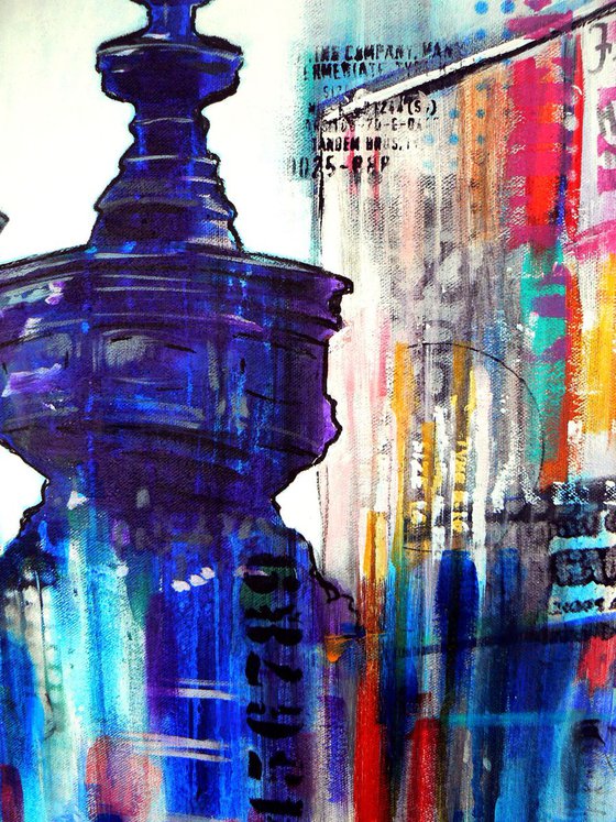 Metropolis - Piccadilly Circus (London, Eros, Piccadilly Circus, urban landscape semi abstract artwork)