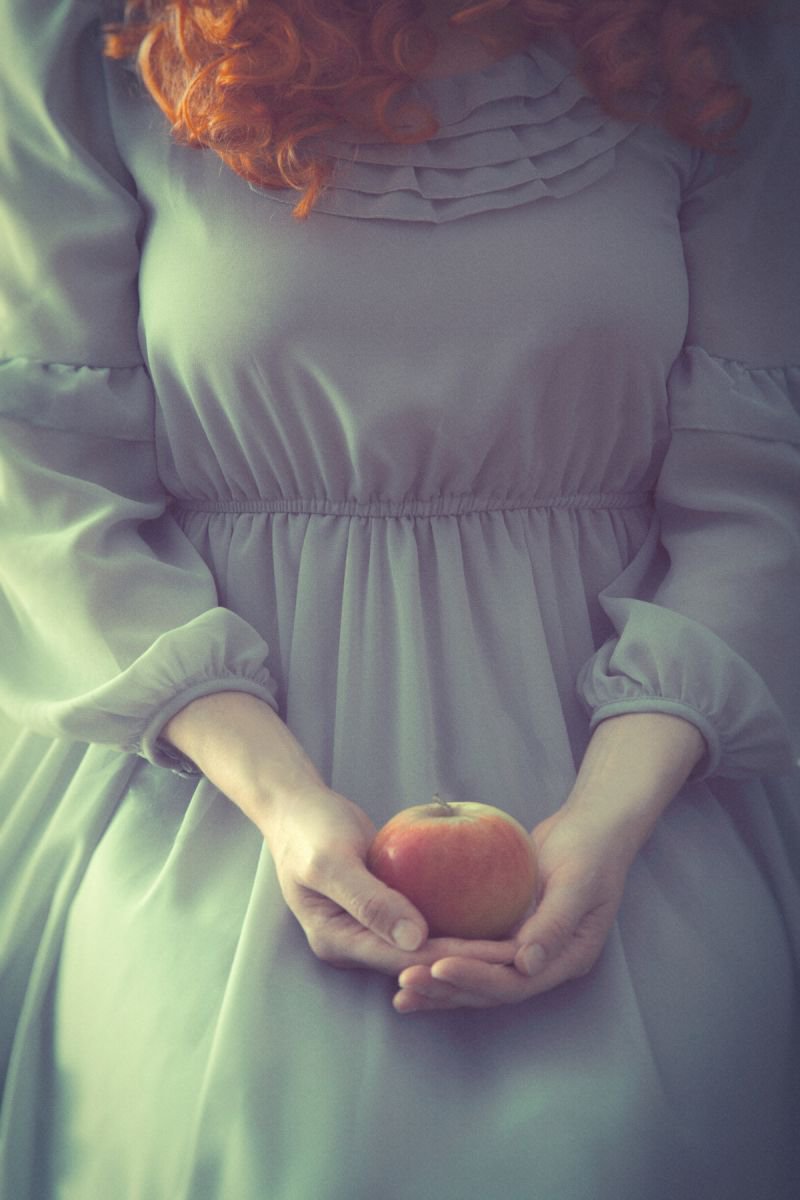 Portrait Photograph By Nikolina Petolas, 25 X 37", Woman With Apple, Original Artwork