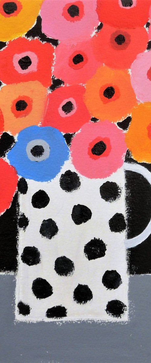 Summer Flowers in a Polka Dot Vase by Jan Rippingham