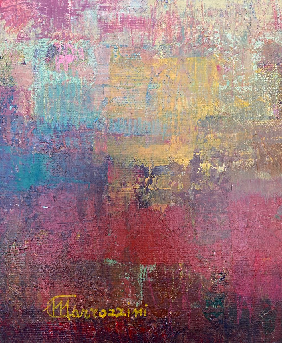 Abstract Landscape Acrylic Painting By Marcello Carrozzini, 16 X 16", Fine Stagione, Original Artwork