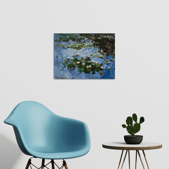 White water Lilies - Original Oil painting