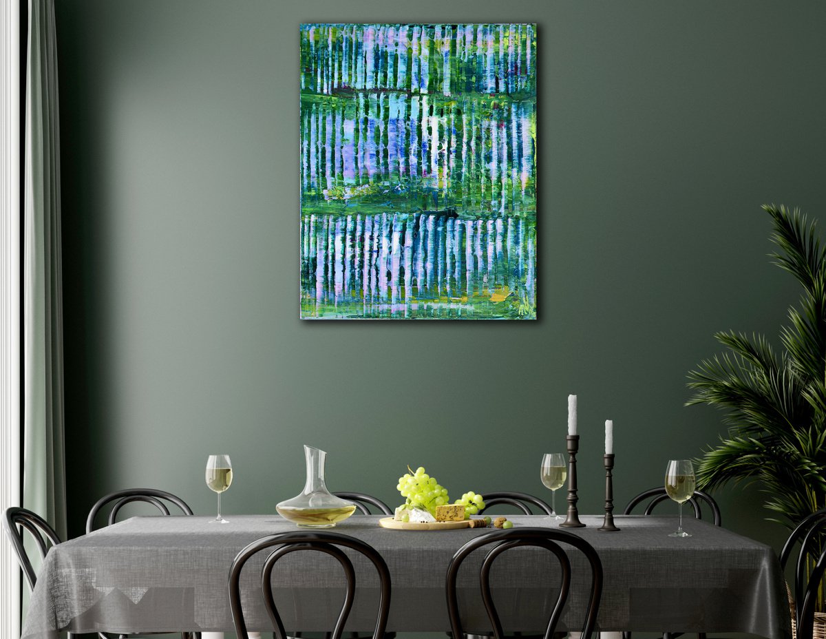 Abstract Acrylic Painting By Nestor Toro, 16 X 20", Greenery Takeover 1, Original Artwork