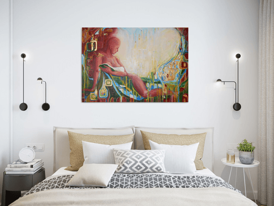 " Expectation", original Mixed Media painting, 100x70cm