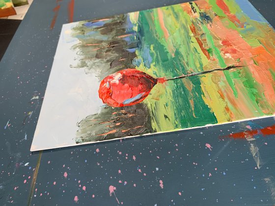 Landscape with an air balloon.