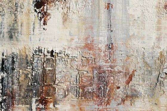 WALL FRAGMENTS * 150 x 50 cms * ACRYLIC PAINTING ON CANVAS * WHITE * SAND
