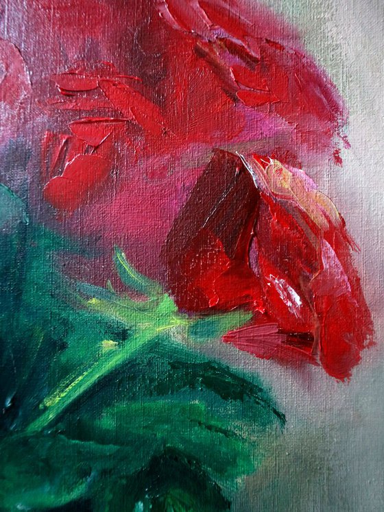 Red Roses painting Oil painting on canvas