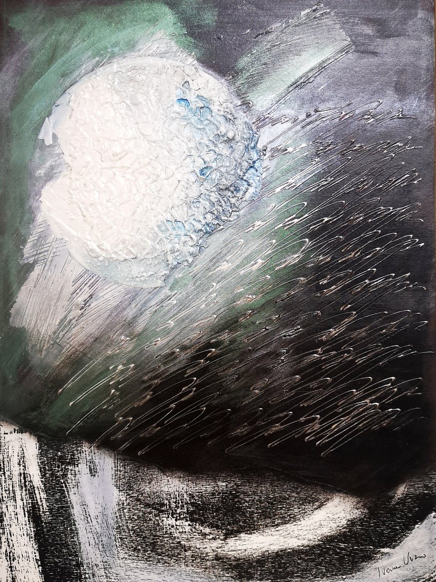 Abstract Painting By Ivana Urso, 13 X 17, Luna Landscape, Original Artwork