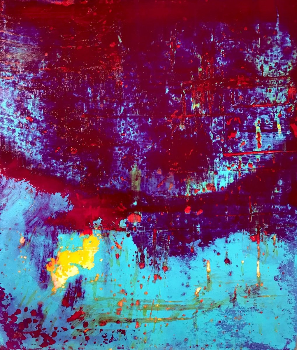 Abstract Acrylic Painting By Richard Heys, 15 X 19", Stolen Time 119, Original Artwork