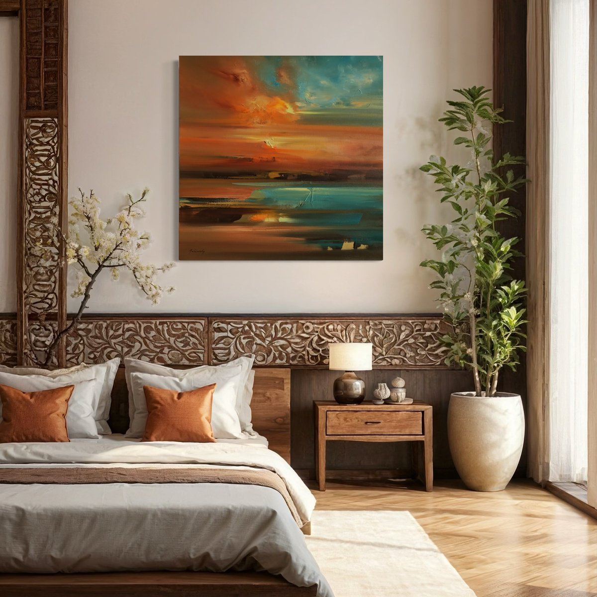 Organic Landscape Oil Painting By Beata Belanszky Demko, 39 X 39, You