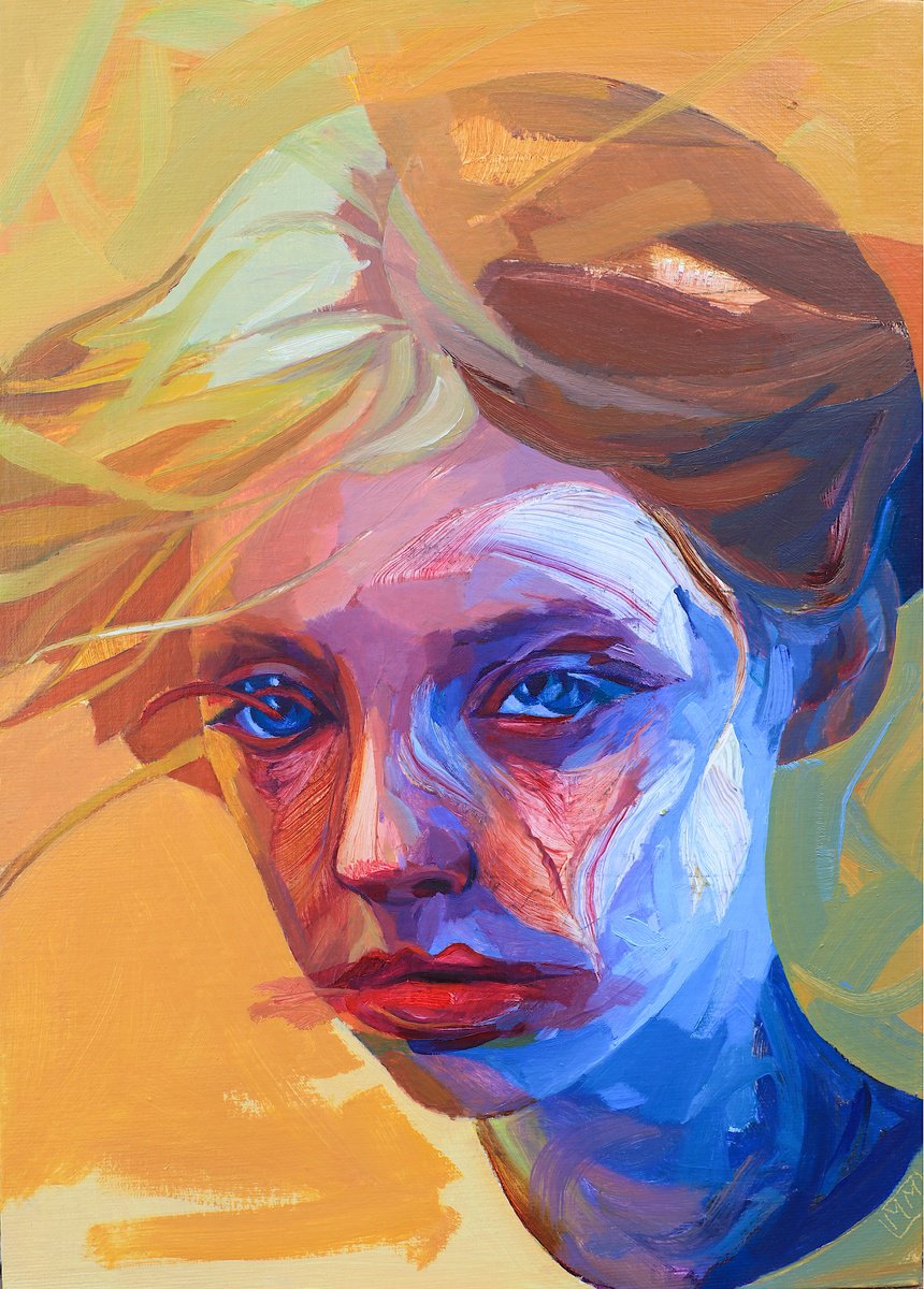 Expressive Portrait Oil Painting By Melinda Matyas, 10 X 14", Smudge, Original Artwork