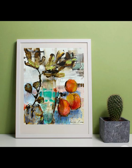 Abstract still life with peaches