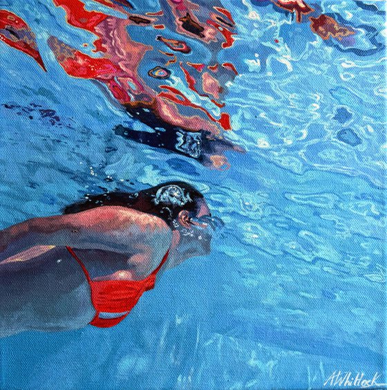 Underneath XVIII - Miniature swimming painting