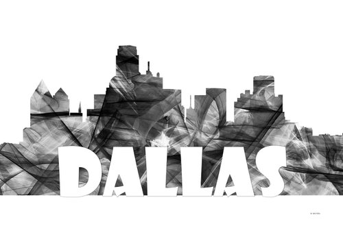 Dallas Texas Skyline B&W by Marlene Watson