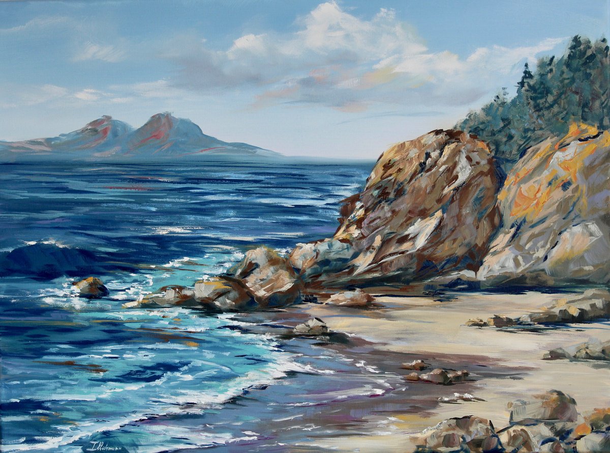 Impressionistic Landscape Oil Painting By Liza Illichmann, 31 X 24", Seabreeze, Original Artwork
