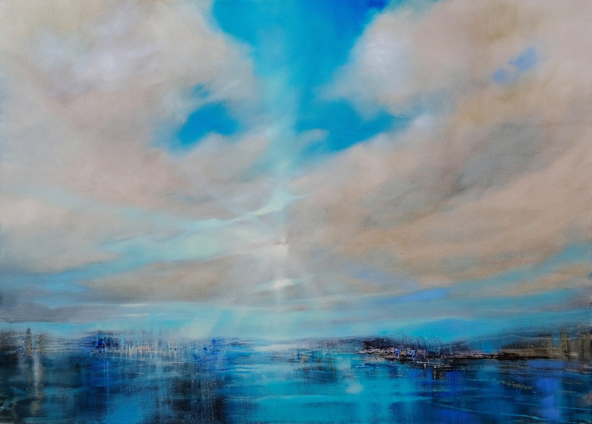 Impressionistic Landscape Oil Painting By Annette Schmucker, 55 X 39, Bright Days, Original Artwork