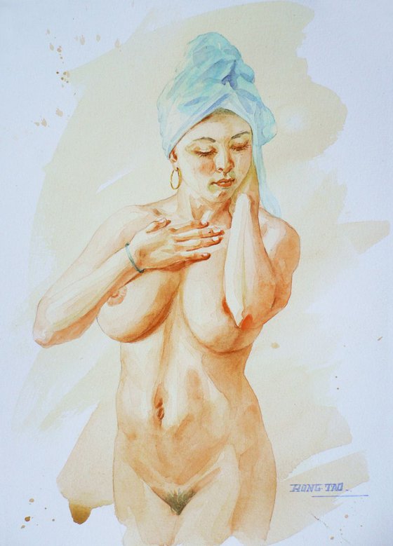 watercolour- female nude girl #16-5-3-01