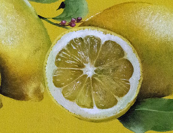 "LEMONS ON YELLOW BACKGROUND"