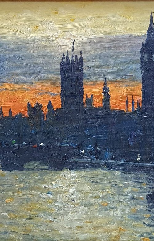 London Parliament at sunset by Roberto Ponte