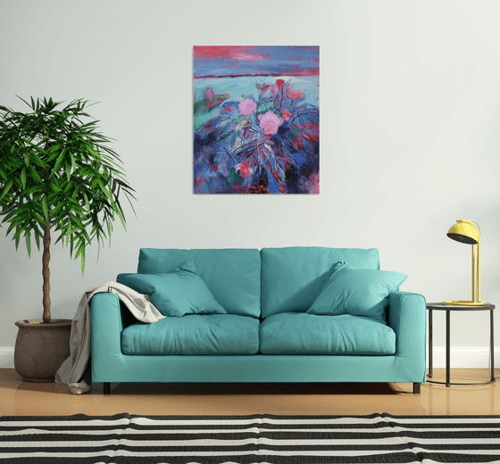 landscape with peonies