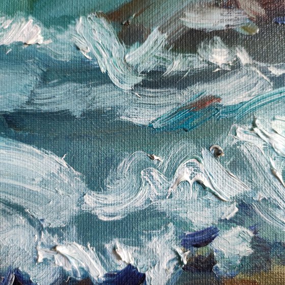 Ocean Waves on Rocky Coast