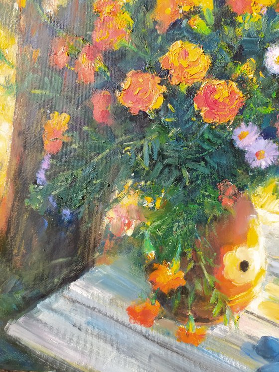 Flowers and plums