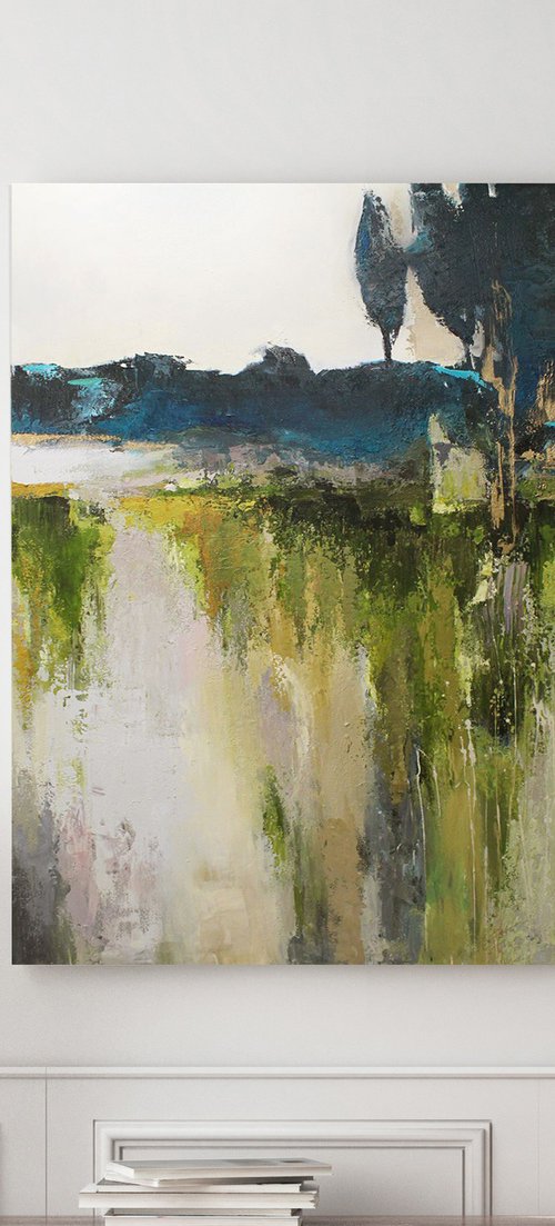"Northern forest" Green abstract nature art by Solomia