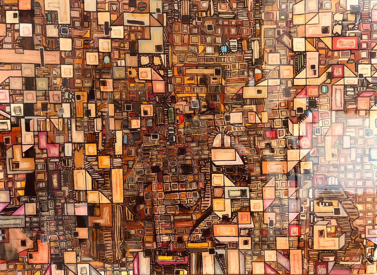 Impressionistic Cityscapes Oil Painting By Ken Vrana, 40 X 30", Soweto, Original Artwork