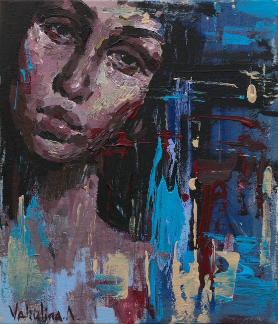 Abstract female portrait Original painting