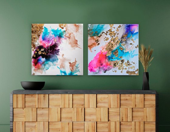 Abstract 2 piece wall art